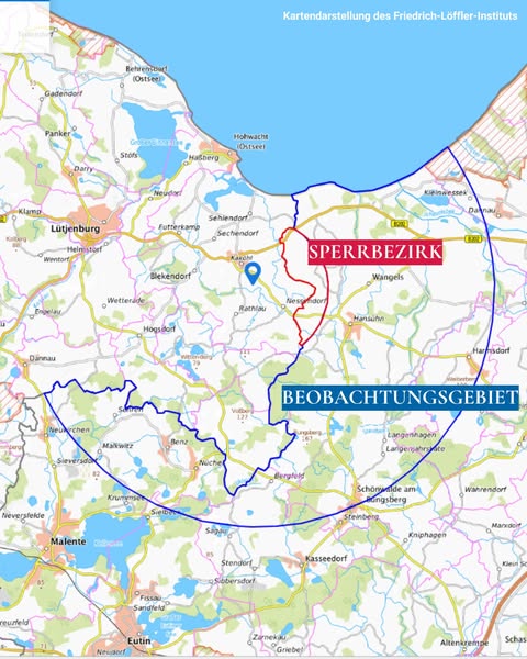 Ausbruch der Geflügelpest im Kreis Plön - Sperrzone im Kreis Ostholstein 8 bereich gefluegelpest oh ploen